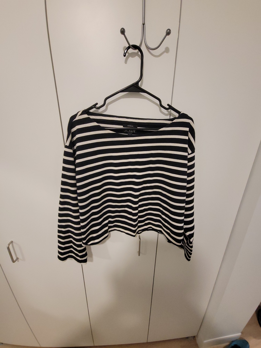 J. Crew Black and White Striped Long-Sleeve Tee